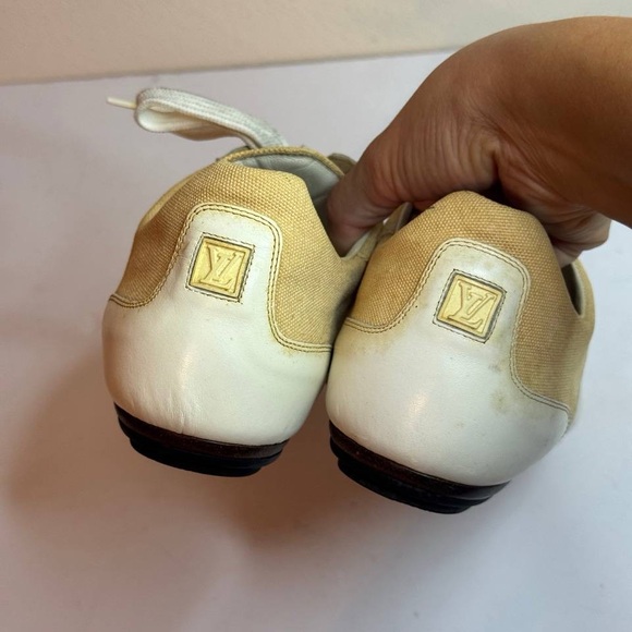 Louis Vuitton Athletic Sneakers Women’s Beige/White Canvas/Leather Size 38.5 - Picture 8 of 12